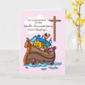 Carte Neuvième anniversaire du baptême Arche de la fille (Fleur jaune)