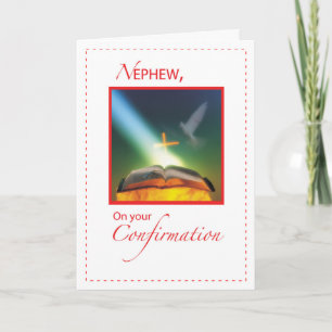 Carte Neveu Confirmation Colombe, Bible, Croix