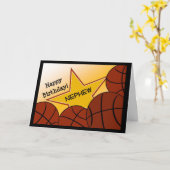 Carte Neveu - neveu affectueux de basket-ball de joyeux (Fleur jaune)