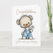 Carte New Baby Boy Congratulations Teddy Bear Card (Devant)