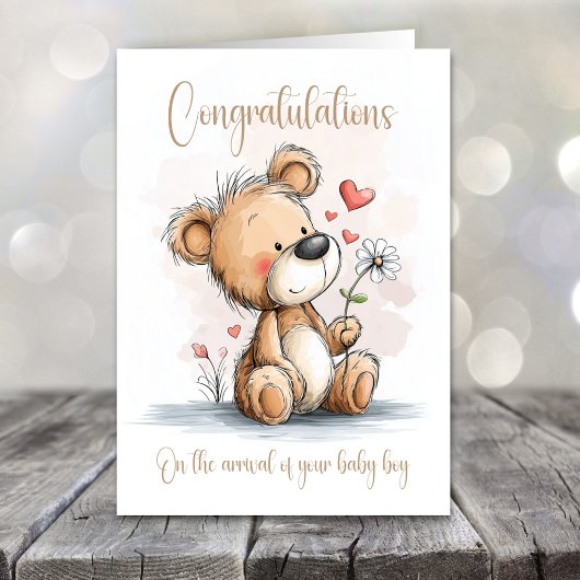 Carte New Baby Boy Congratulations Teddy Bear Card