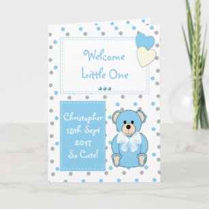 Carte New Baby Boy teddy bear blue