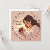 Carte New baby card for mom warm heartfelt message  (Devant/Arrière en situation)