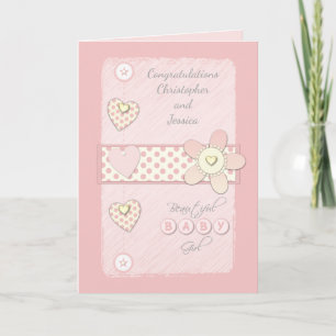 Carte New Baby Girl Card Pink congratulations