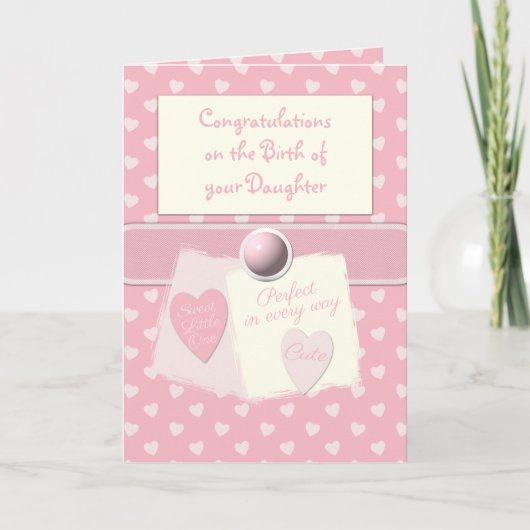 Carte New baby girl congratulations pink (Devant)