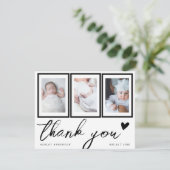 Carte New Baby Photo Gallery Merci de script élégant (Debout devant)