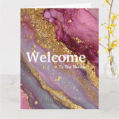 Carte New Employee Welcome Watercolor Marble Gold (Fleur jaune)