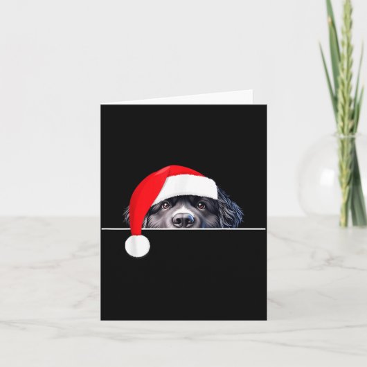 Carte New Foundland Dog Lover Funny Santa Hat Christmas  (Devant)