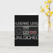 Carte New Husband Level Unlocked Just Married Gamer Bach (Fleur jaune)