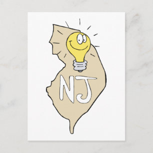 Carte New Jersey NJ avec amusant dessin d'ampoule 