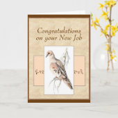 Carte New Job Congratulation Mourning Dove Turtle Dove (Fleur jaune)