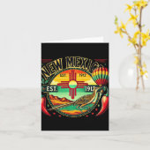 Carte New Mexico Zia Symbol, Roadrunner &amp; Chile Pepp (Fleur jaune)