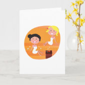 Carte New stylish Greeting with 2 sauna girls (Fleur jaune)