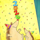 Carte New Year 2026 Cute Hedgehog Greeting