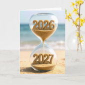 Carte New Year 2027 Sand Timer (Fleur jaune)