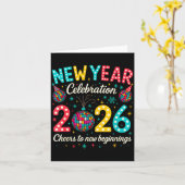 Carte New Year Celebration 2026 Disco Ball Matching Wint (Fleur jaune)