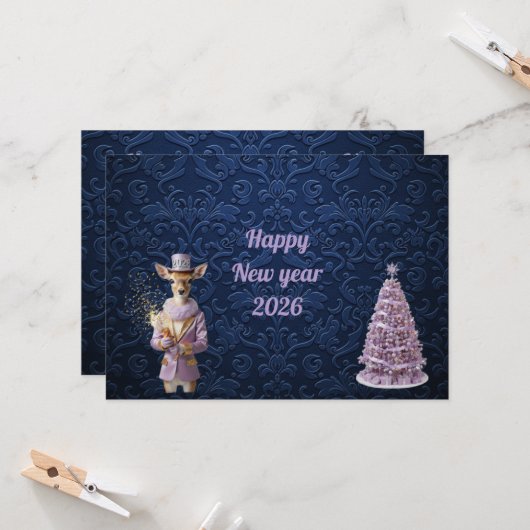 Carte New year greeting lol dog (Devant/Arrière en situation)