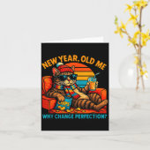 Carte New Year Old Me Funny Cat Retro Lazy Meme Gift  (Fleur jaune)