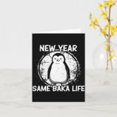 Carte New Year Same Baka Life Baka Penguin (Fleur jaune)