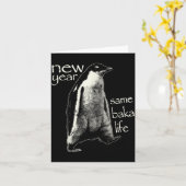 Carte New Year Same Baka Life Funny Penguin (Fleur jaune)