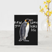 Carte New Year Same Baka Life Funny Penguin  (Fleur jaune)
