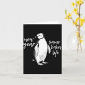 Carte New Year Same Baka Life Funny Penguin Joke  (Fleur jaune)