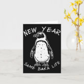Carte New Year Same Baka Life Funny Penguin Meme (Fleur jaune)