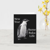 Carte New Year Same Baka Life Penguin Joke (Fleur jaune)