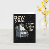 Carte New Year Same Baka Life Penguin Joke Gaming Video  (Fleur jaune)