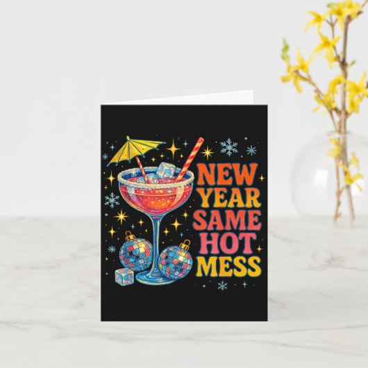 Carte New Year Same Hot Mess Funny Tail Party Gift  (Fleur jaune)