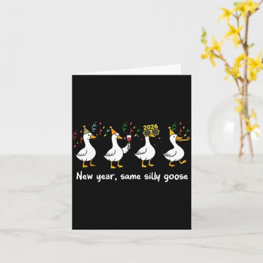 Carte New Year Same Silly Goose Family Matching New Year (Fleur jaune)