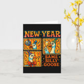 Carte New Year Same Silly Goose Funny Retro Party Gift  (Fleur jaune)