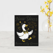 Carte New Year Same Silly Goose New Year's Eve Party Fir (Fleur jaune)
