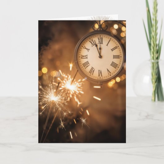 Carte New Year Sparklers With Countdown Clock (Devant)