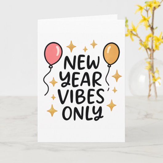 Carte "New Year Vibes Only" Greeting Card (Fleur jaune)