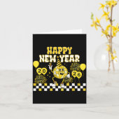 Carte New Year's Eve Hello 2026 Happy New Year 2026 Disc (Fleur jaune)