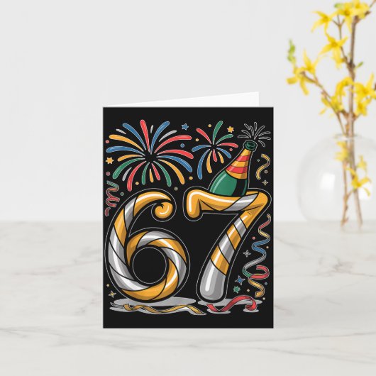 Carte New Years Eve Number 67 Or 67th Birthday Cool Meme (Fleur jaune)
