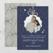 Carte New Years Greeting Card with Photo Ornament (Devant / Derrière)