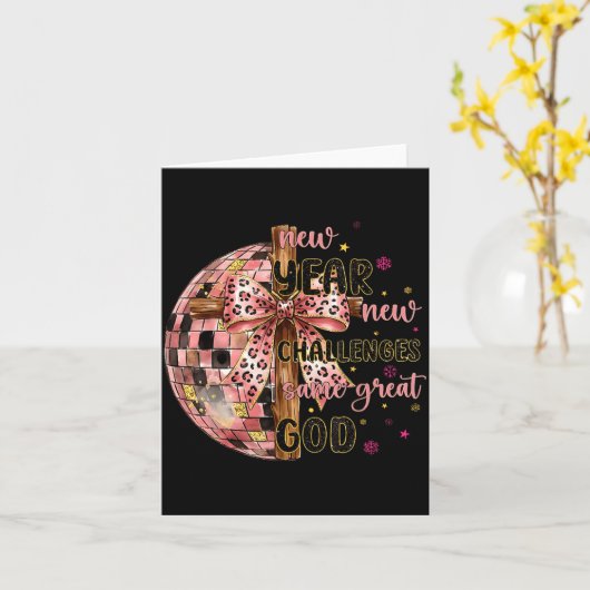 Carte New Years New Challenges Same Great God Christian  (Fleur jaune)