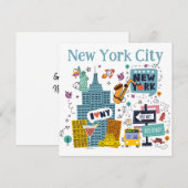 Carte New York colorée personnalisée (Devant / Derrière)