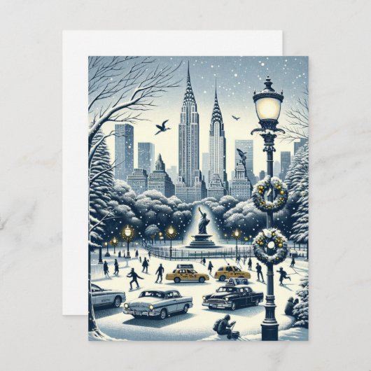 Carte New York Holiday Elegance - Noël personnalisable (Devant / Derrière)