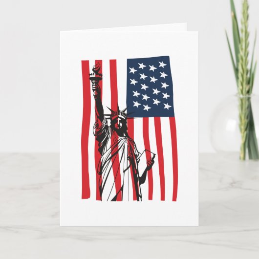 Carte New York NYC Statue of Liberty USA America Flag (Devant)