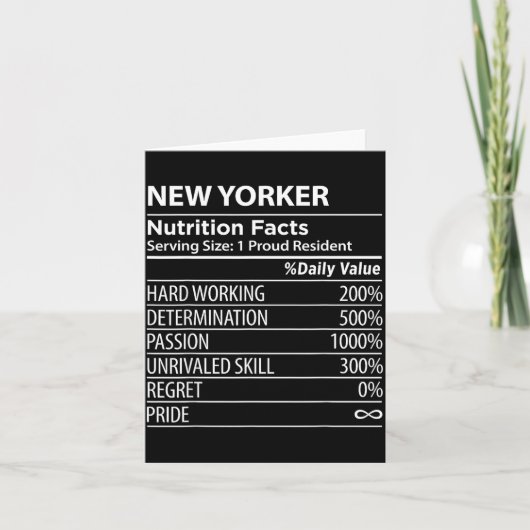 Carte New Yorker Nutrition Facts Funny New York Pride  (Devant)