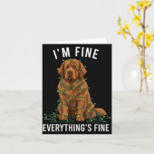 Carte Newfoundland Dog Christmas I'm Fine Everything Is (Fleur jaune)