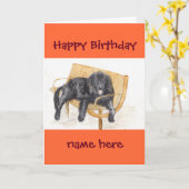 Carte Newfoundland Dog Happy Birthday ajouter le nom (Fleur jaune)