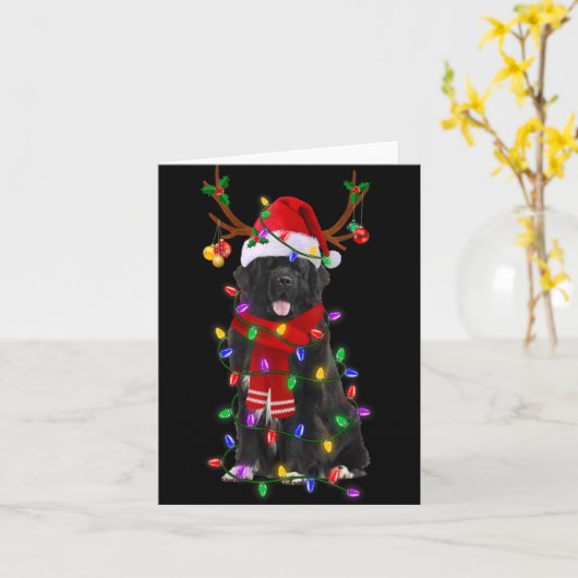 Carte Newfoundland Dog Tree Christmas Lights Xmas Pajama (Fleur jaune)
