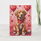 Carte Newfoundland Valentine’s Day Dog with Hearts Red (Devant)