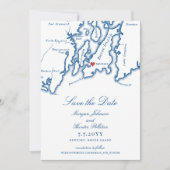 Carte Newport RI Élégant Mariage bleu marine (Devant)