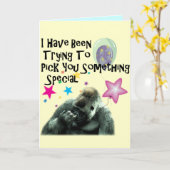 Carte nez sélectionnant l'anniversaire drôle de gorille (Fleur jaune)