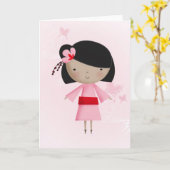 Carte Ni Hao Petite fille chinoise (Fleur jaune)